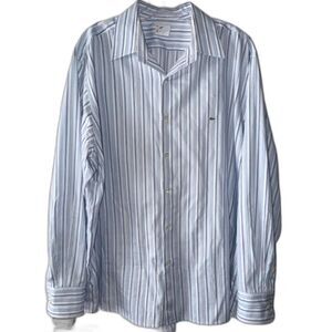 Lacoste Men’s Striped Blue Button Down Dress Shirt